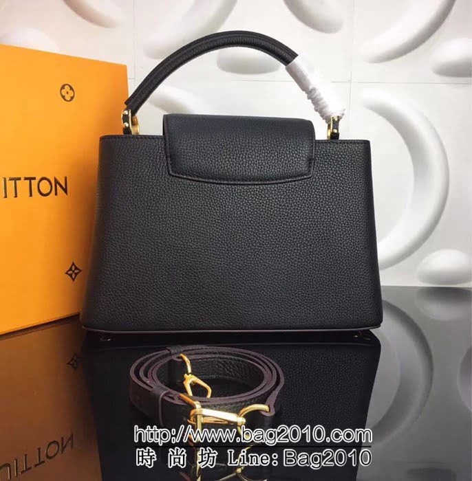 路易威登LV頂級原單 M48864黑色經典Capucines中號牛皮手提斜挎包 YDH1692